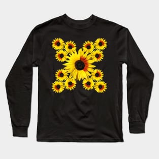 sunflower pattern blooming sunflowers blossoms floral bloom Long Sleeve T-Shirt